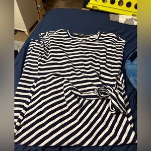 Loft navy blue and white striped dress size medium